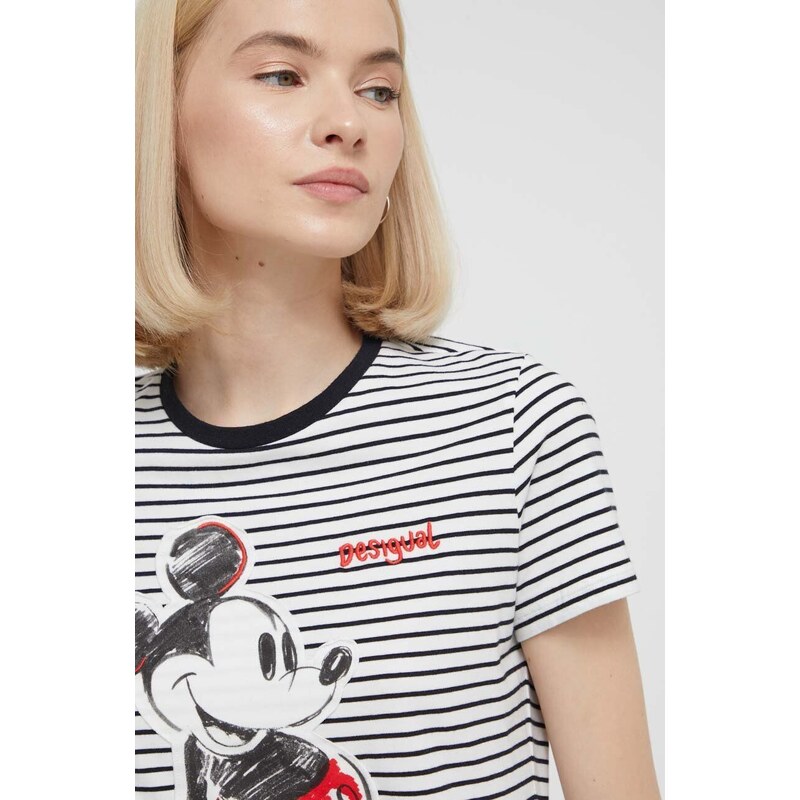 Desigual t-shirt x Disney női, fehér