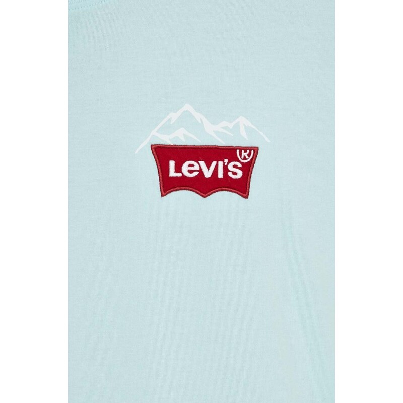 Levi's pamut póló türkiz, férfi, nyomott mintás