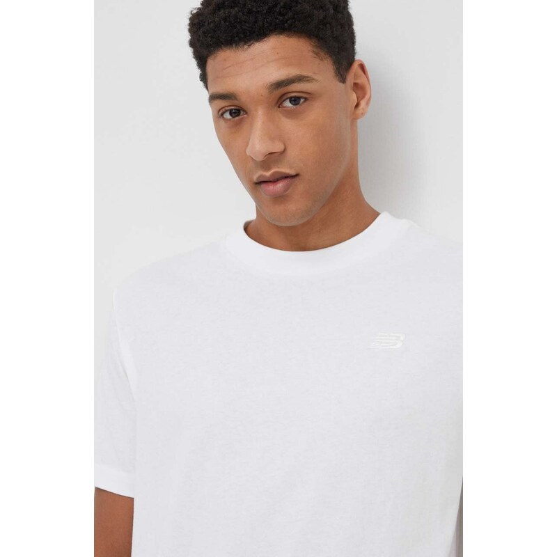 New Balance pamut póló fehér, férfi, nyomott mintás