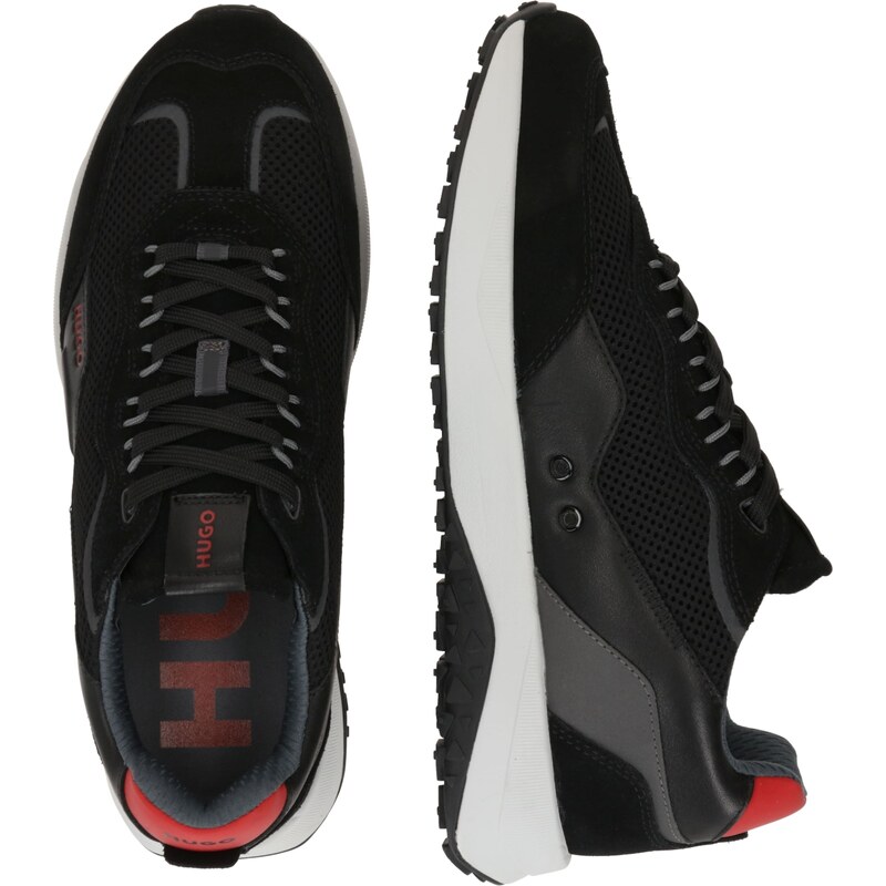 HUGO Red Rövid szárú sportcipők 'Kane' szürke / piros / fekete