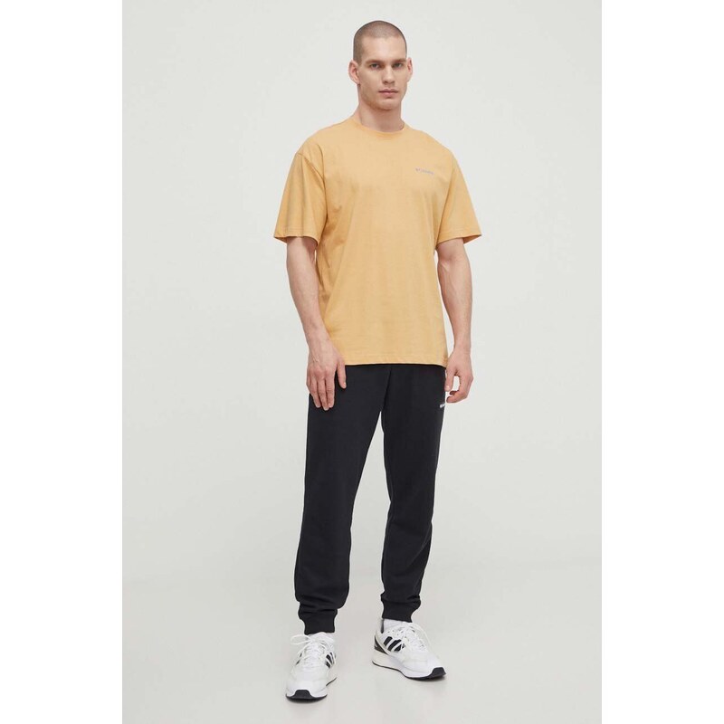 Columbia pamut póló sárga, férfi, nyomott mintás, 2071701