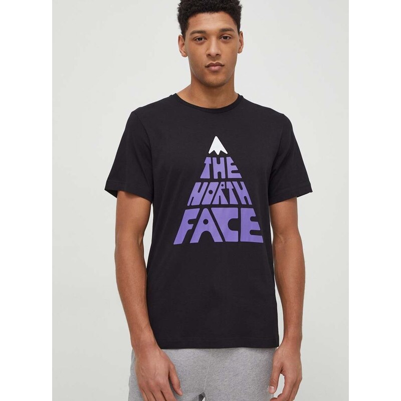The North Face pamut póló fekete, férfi, nyomott mintás
