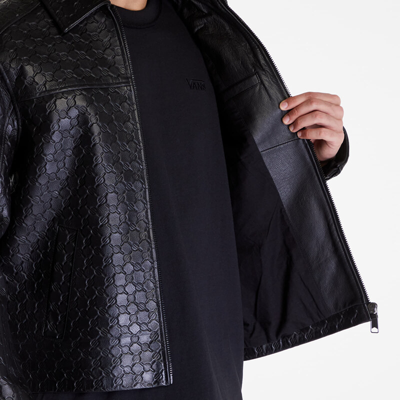 Férfi kabát Daily Paper Silence Monogram Leather Jacket Black