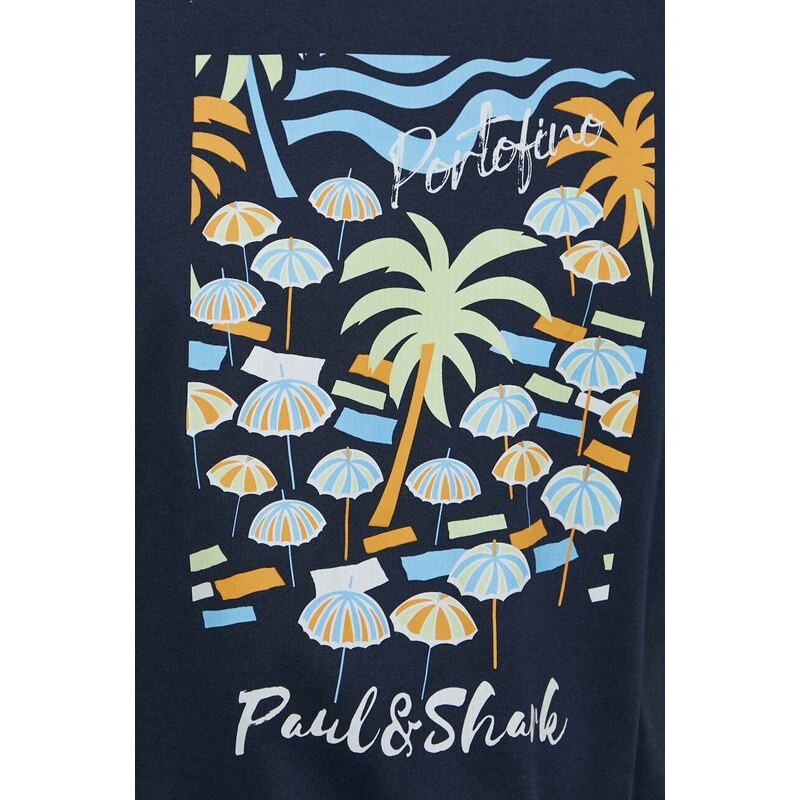 Paul&Shark pamut póló sötétkék, férfi, nyomott mintás, 24411110