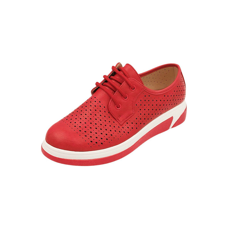 EMMA oxford stílusú bőr betétes piros női fűzős cipő