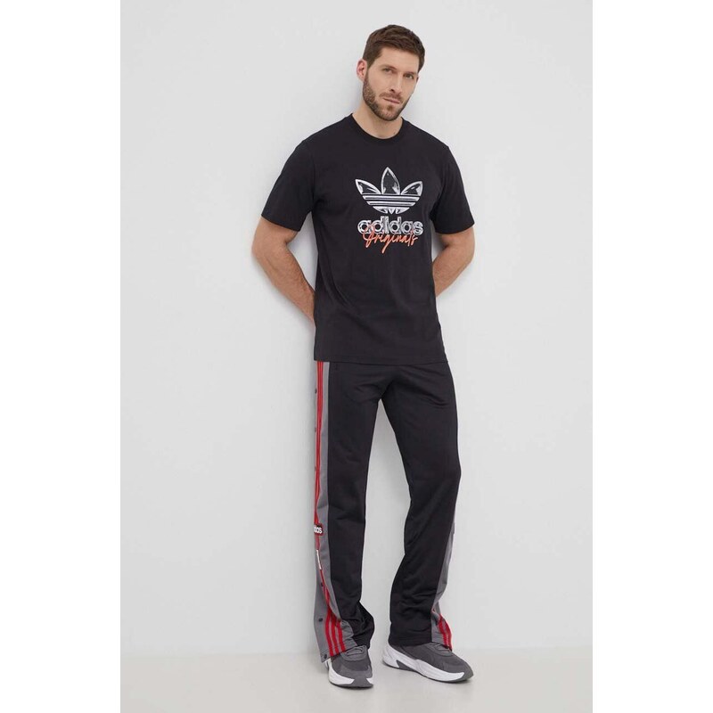 adidas Originals pamut póló fekete, férfi, nyomott mintás, IS0227