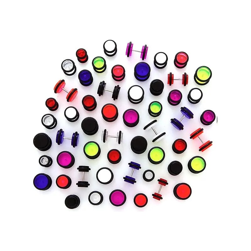 Ekszer Eshop - Neonszínű hamis fültágító - több méretben I1.1/8 - A fej nagysága: 10 mm, A piercing színe: Rózsaszín