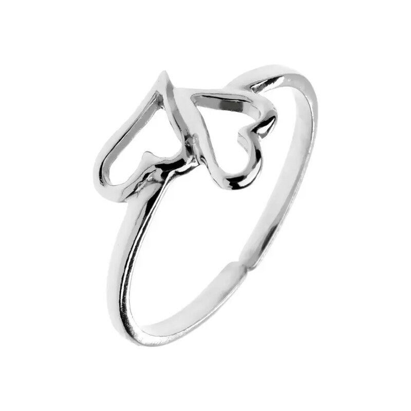 Ekszer Eshop - Gyűrű 925-ös ezüstből - két szabálytalan szív, állítható méret C23.20