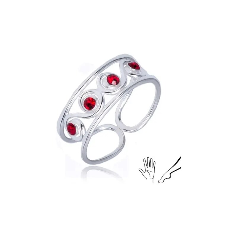 Ekszer Eshop - Gyűrű 925 ezüstből - S minta piros kövekkel R20.19