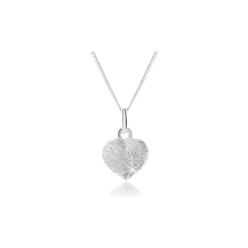 Ekszer Eshop - Csillogó 925 ezüst nyakék, teljes egyenletes szív, állítható SP57.01