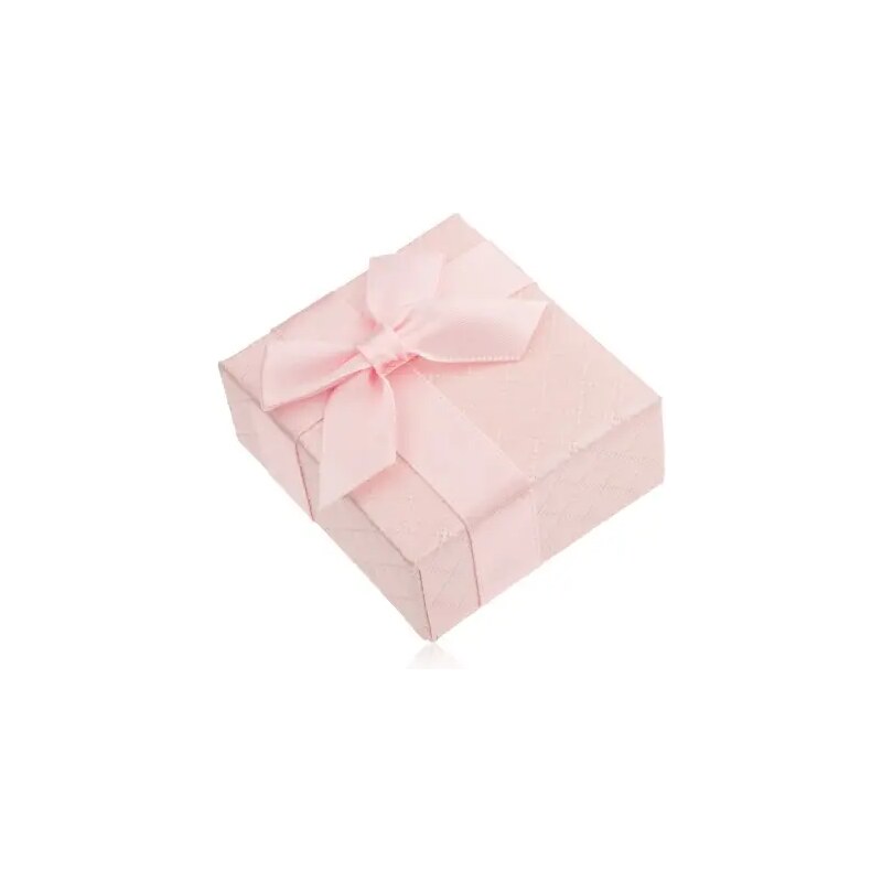 Ekszer Eshop - Ajándékdoboz gyűrűre, rózsaszín, fényes felület, masni U25.12