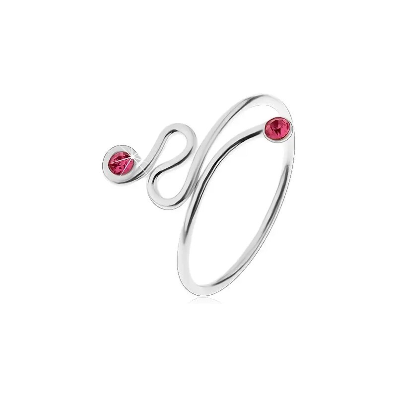 Ekszer Eshop - 925 ezüst gyűrű, állítható méretű, rózsaszín cirkóniák a szárvégeken AC17.20