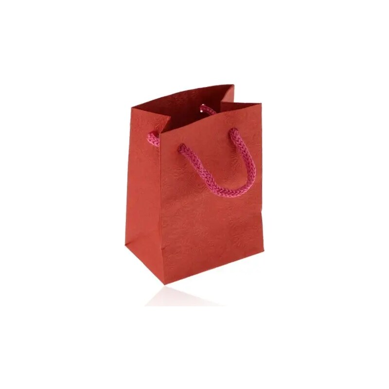 Ekszer Eshop - Kis méretű ajándéktáska, matt felület, piros árnyalatban, rózsa lenyomatokkal Y51.01