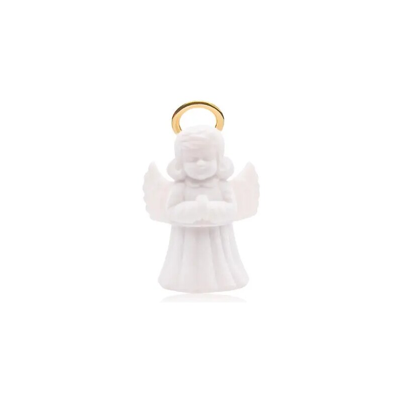 Ekszer Eshop - Doboz gyűrűre vagy fülbevalóra, fehér bársonyos angyal fénykoszorúval Y11.20