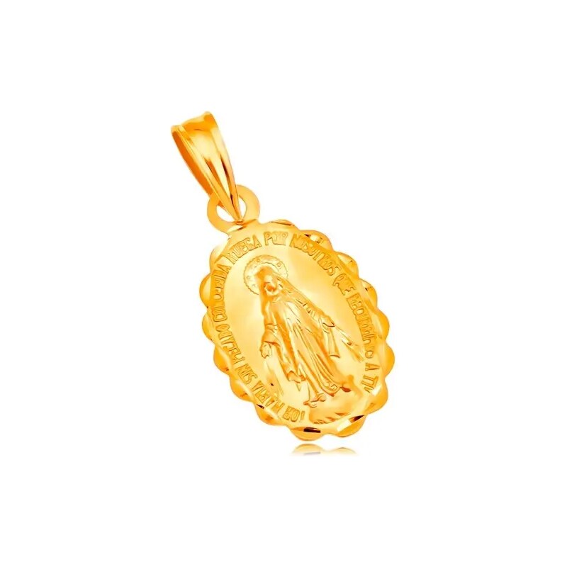 Ekszer Eshop - Medál sárga 18K aranyból - ovális Szűz Mária medalion, kétoldalú S2GG204.60