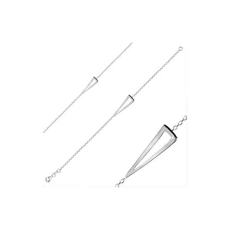 Ekszer Eshop - 925 ezüst karkötő - háromszög kivágással, téglalap alakú láncszemek, delfinkapocs Q20.01