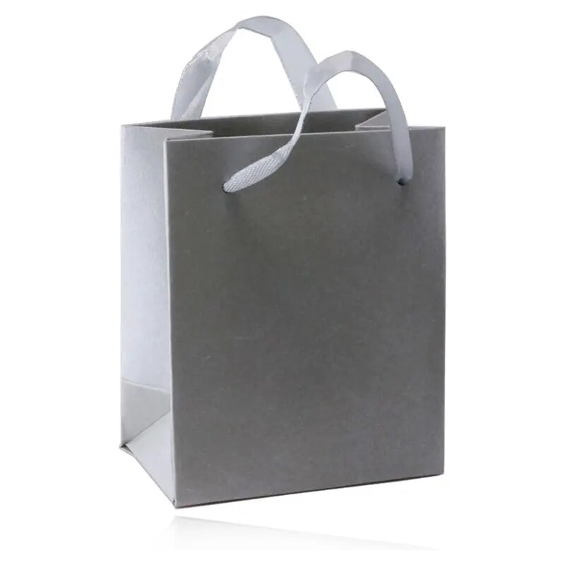 Ekszer Eshop - Papír ajándéktáska – ezüst színű, sima szatén felület Y05.09