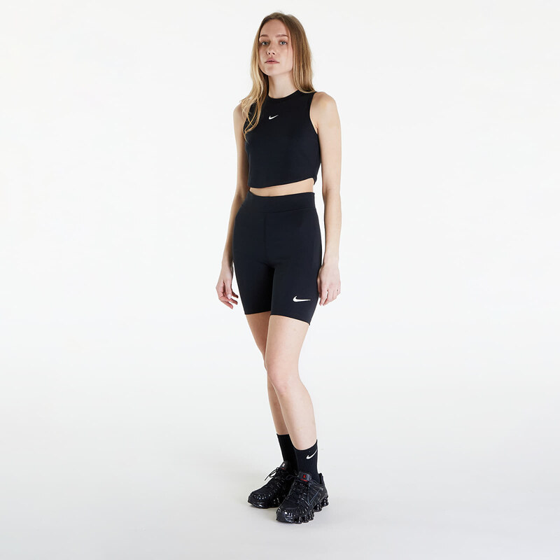 Női rövidnadrág Nike Sportswear Classics Women's High-Waisted 8" Biker Shorts Black/ Sail