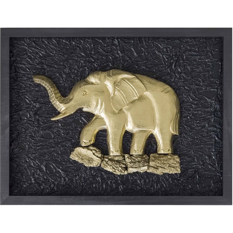 Arany szerencsehozó elefánt fali dekoráció