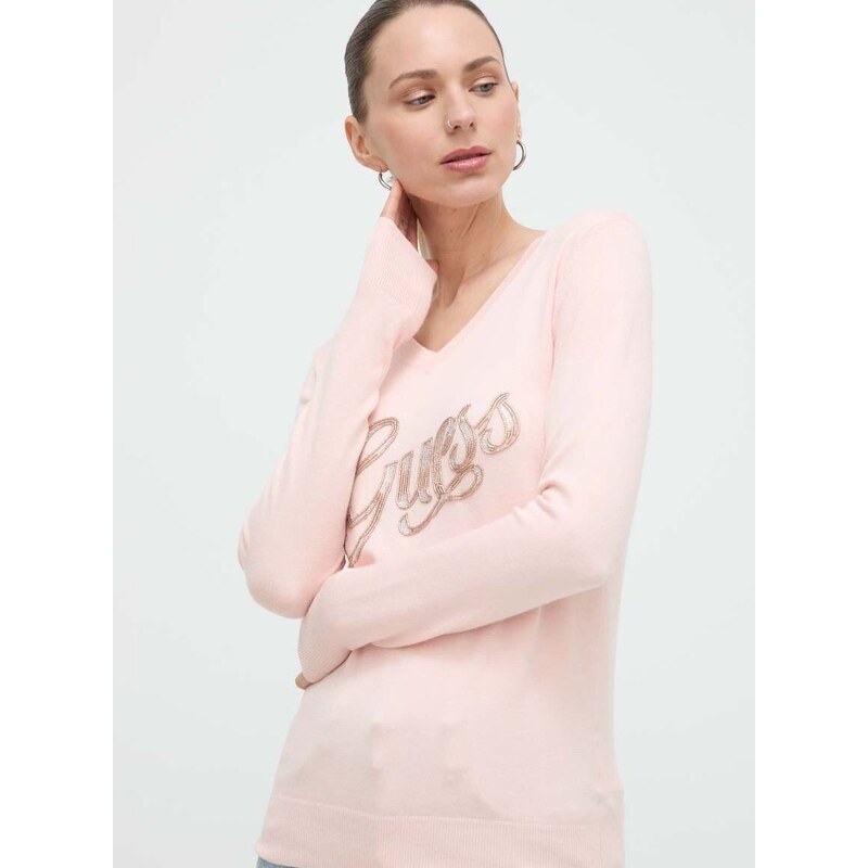 Guess pulóver MYLA könnyű, női, rózsaszín, W4GR25 Z2NQ2