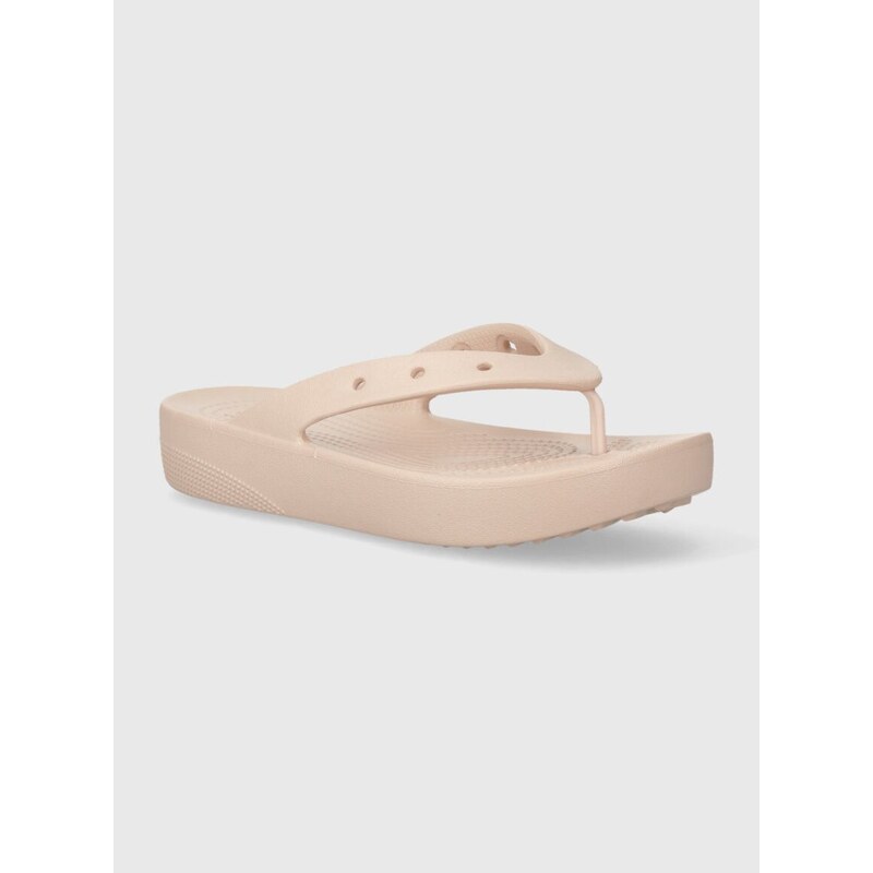 Crocs flip-flop Classic Platform Flip rózsaszín, női, lapos talpú, 207714