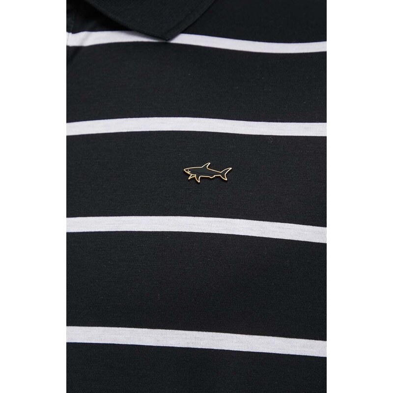 Paul&Shark pamut póló fekete, mintás, 24411302