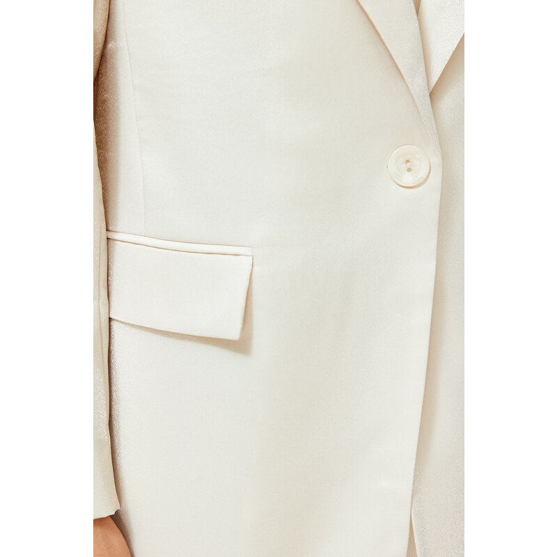 Trendyol Stone Oversize Satin Woven Blazer Jacket
