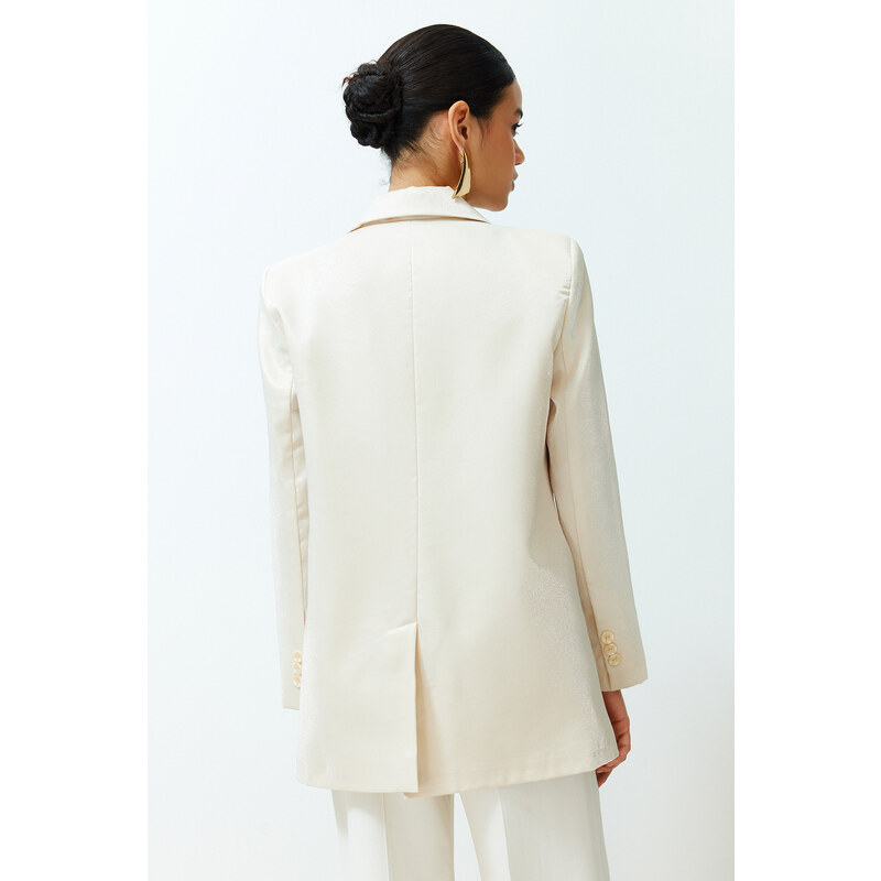 Trendyol Stone Oversize Satin Woven Blazer Jacket