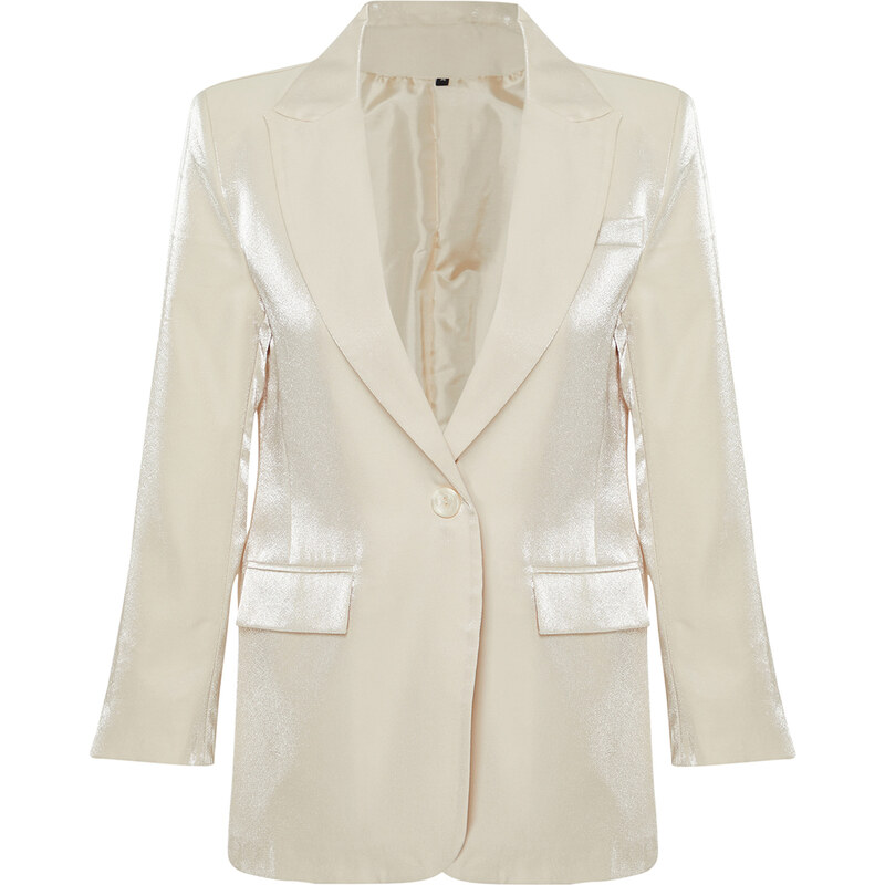Trendyol Stone Oversize Satin Woven Blazer Jacket