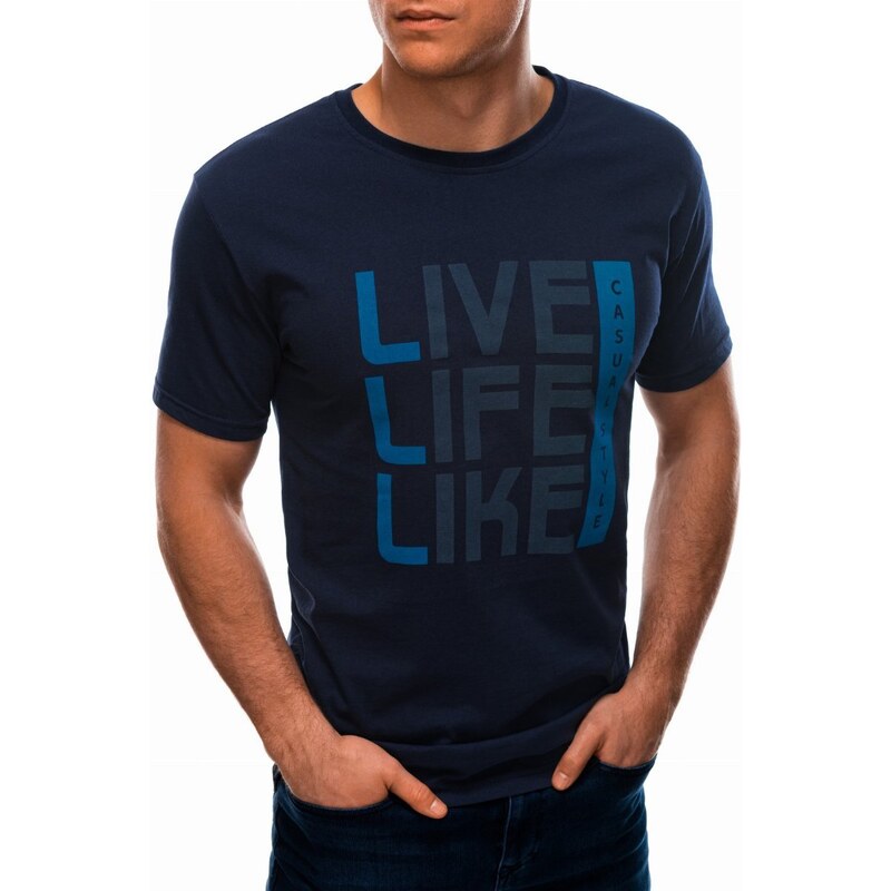 EDOTI Men's printed t-shirt S1569 - navy