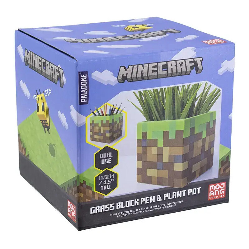 Minecraft asztali ceruzatartó, kaspó, 11,5cm, szögletes, kerámia