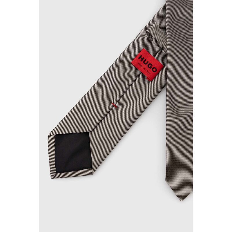 HUGO selyen nyakkendő szürke