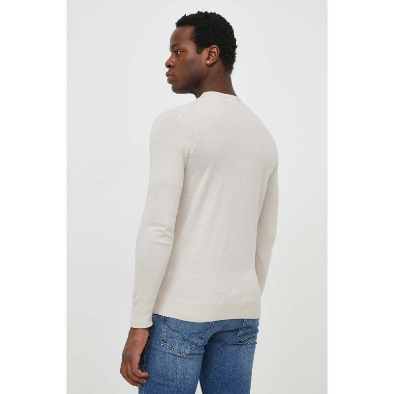 Calvin Klein pulóver selyemkeverékből könnyű, bézs