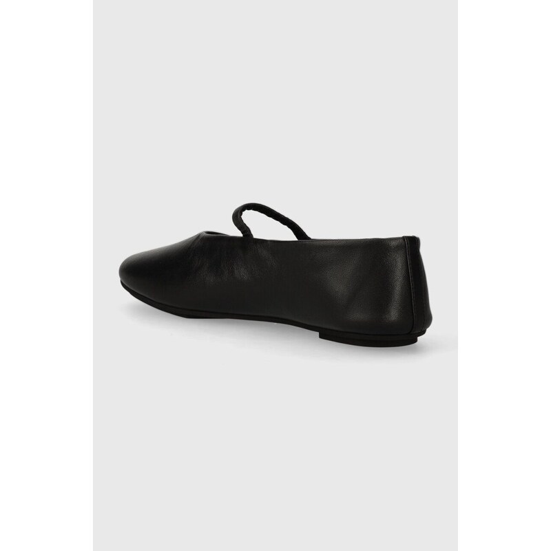 Calvin Klein bőr balerina cipő BALLERINA W/STRAP LTH fekete, HW0HW01920
