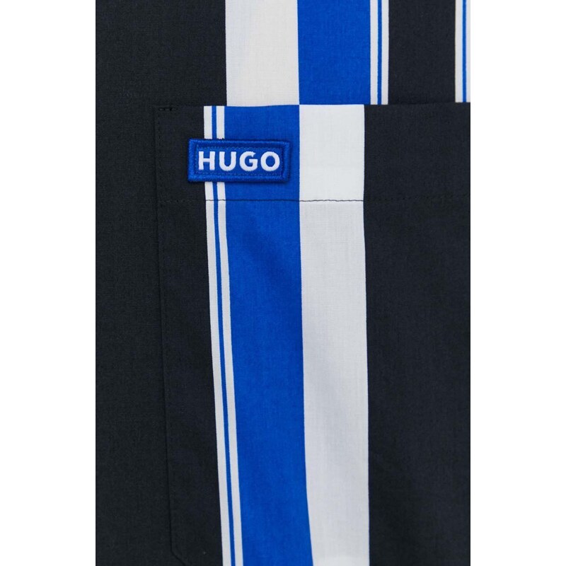 Hugo Blue pamut ing férfi, fekete, relaxed