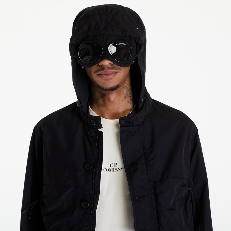 Férfi kabát C.P. Company Flatt Nylon Goggle Overshirt Black