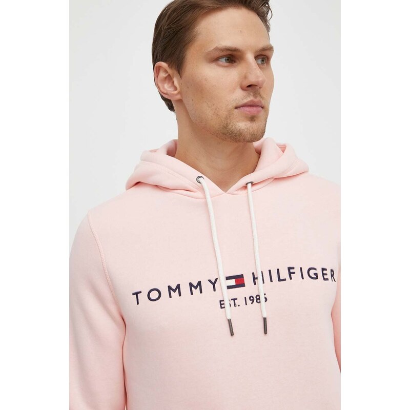 Tommy Hilfiger felső rózsaszín, férfi, nyomott mintás, kapucnis