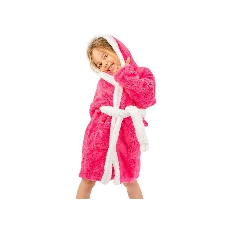 Vienetta Secret Nyuszi soft lánykafürdőköpeny, sötét rózsaszín, fülekkel