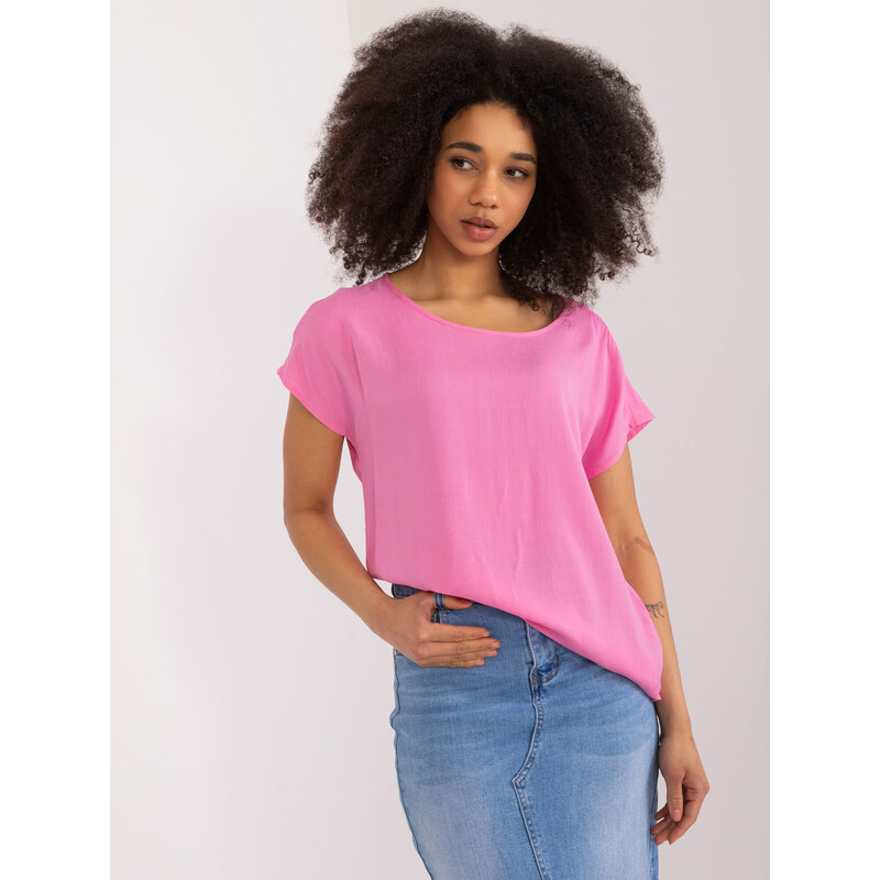 BASIC Rózsaszín póló kerek nyakkivágással D73761Z10978R-pink