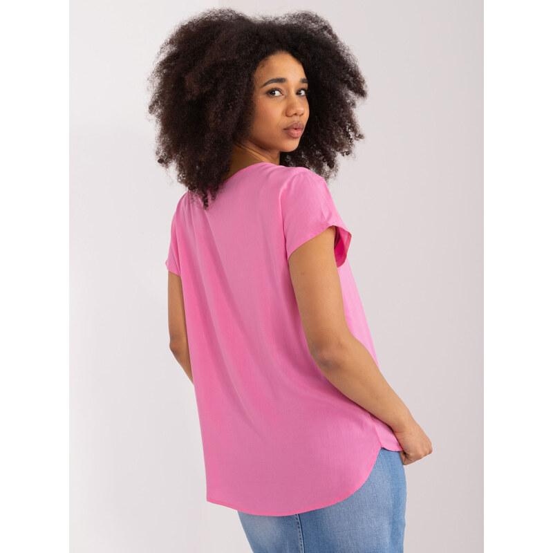 BASIC Rózsaszín póló kerek nyakkivágással D73761Z10978R-pink