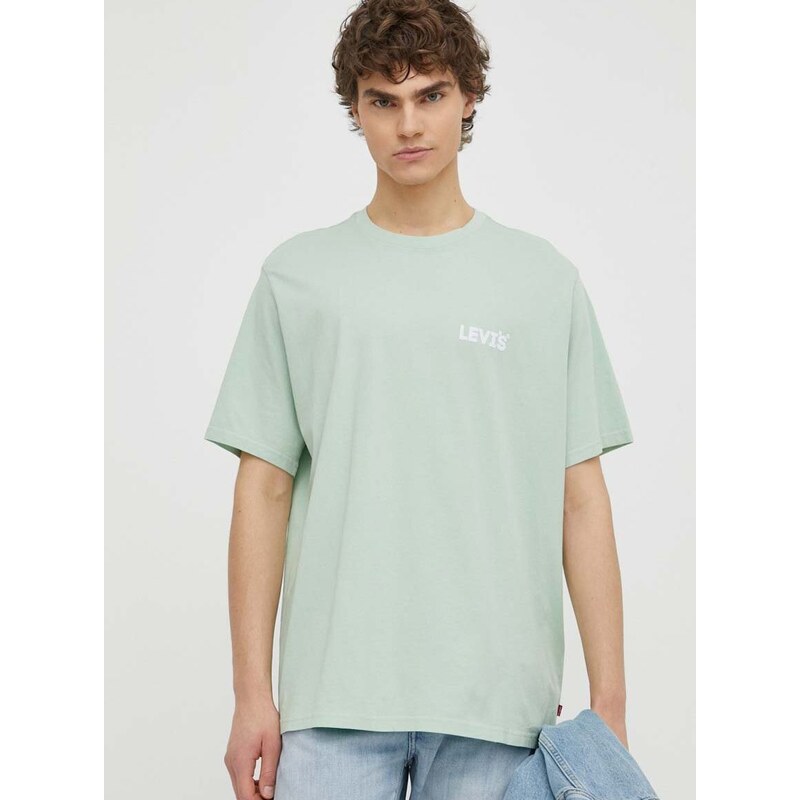 Levi's pamut póló zöld, férfi, nyomott mintás