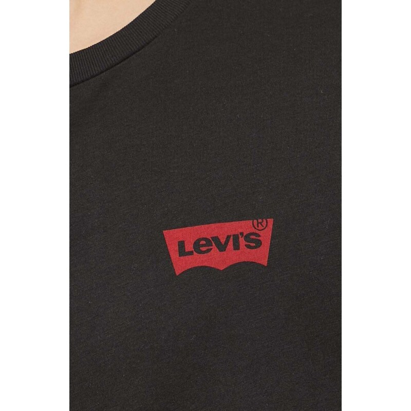 Levi's pamut póló 2 db fekete, férfi, nyomott mintás