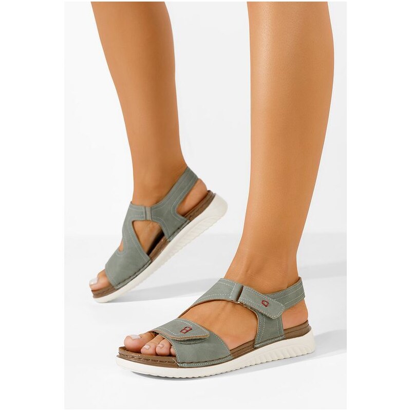 Zapatos Metina zöld lapos szandál