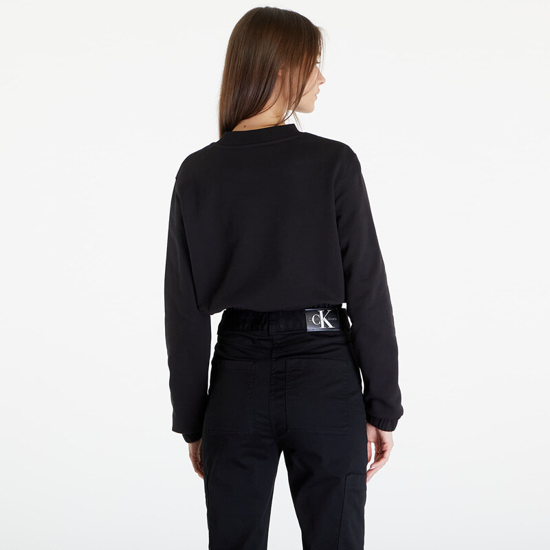 Női kapucnis pulóver Calvin Klein Jeans Satin Boxes Crewneck Sweatshirt Black