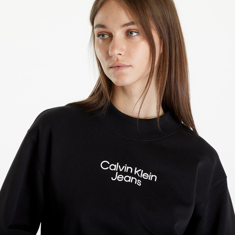 Női kapucnis pulóver Calvin Klein Jeans Stacked Institutional Sweatshirt Black
