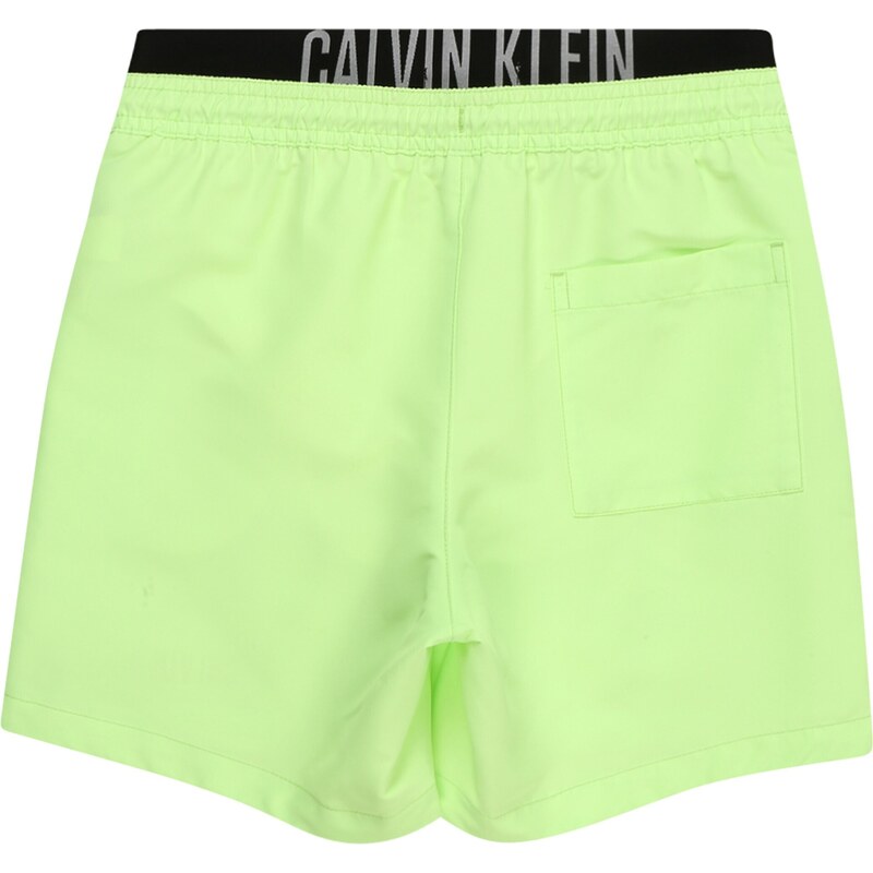 Calvin Klein Swimwear Rövid fürdőnadrágok 'Intense Power' citromzöld / fekete / fehér