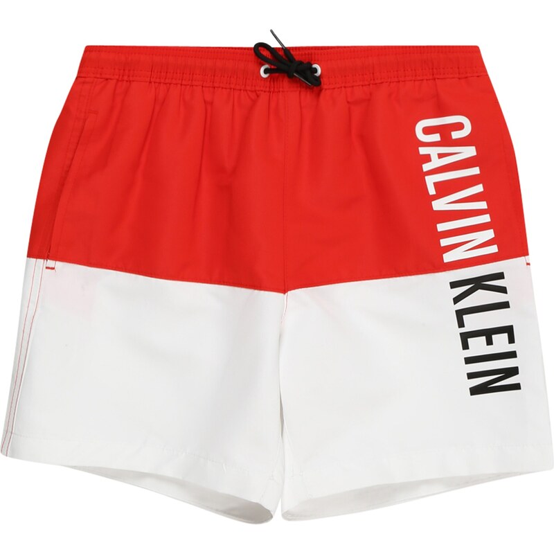 Calvin Klein Swimwear Rövid fürdőnadrágok 'Intense Power ' piros / fekete / fehér