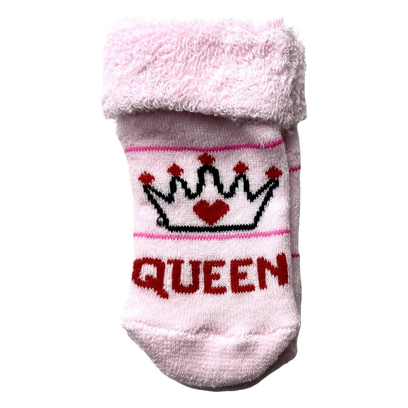 minidamla Újszülött zokni- Queen, világosrózsaszín