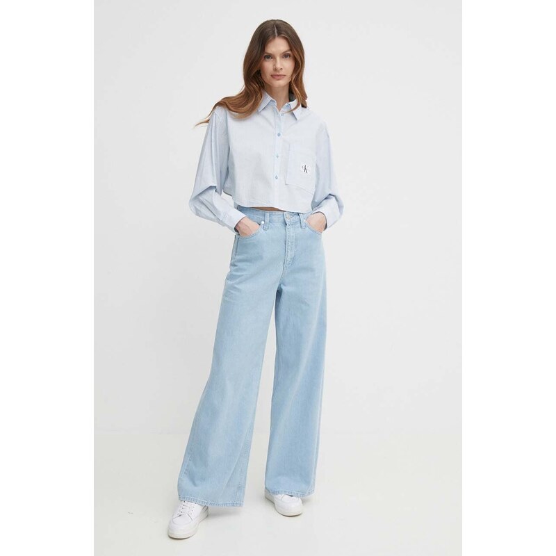 Calvin Klein Jeans pamut ing női, galléros, relaxed