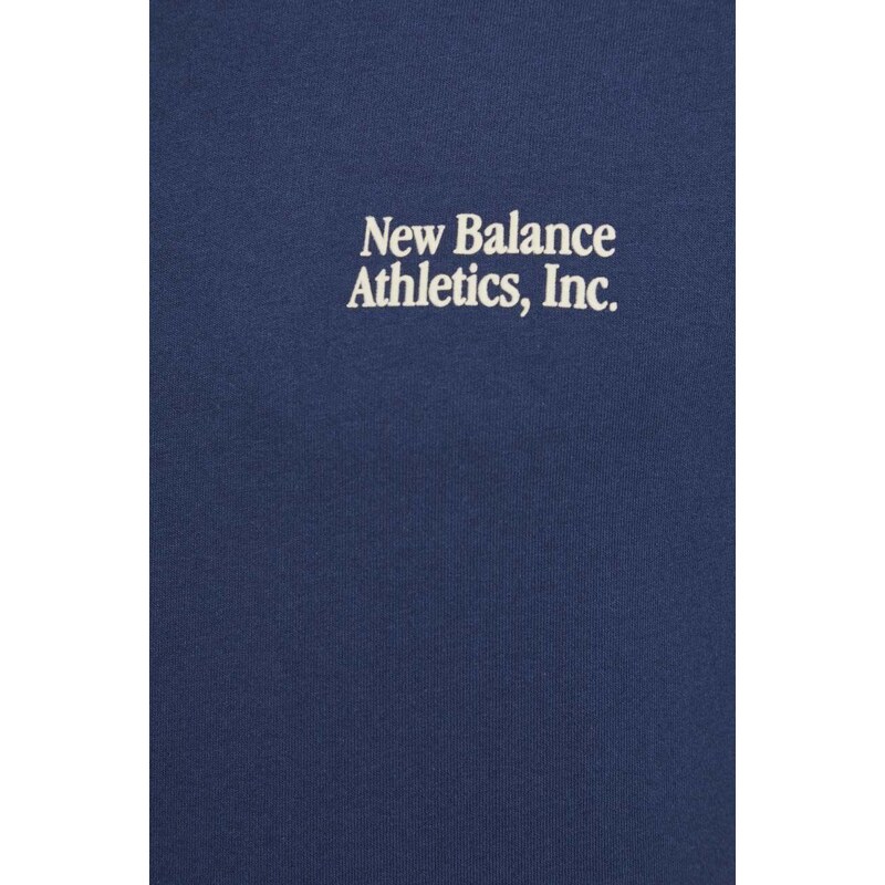 New Balance pamut póló sötétkék, férfi, nyomott mintás, MT41588NNY